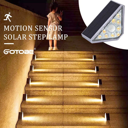 MOTION SENSOR OR LIGHT CONTROL LED SOLAR OUTDOOR STEP LIGHTS